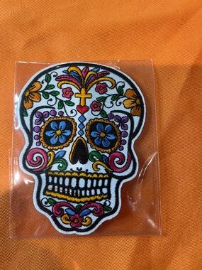 Colorful Sugar Skull Embroidered Patch - Multicolor